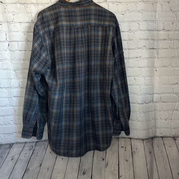 Cabelas Mens Long Sleeve Gray Blue Plaid Button Front Shirt size L Tall - Picture 5 of 9
